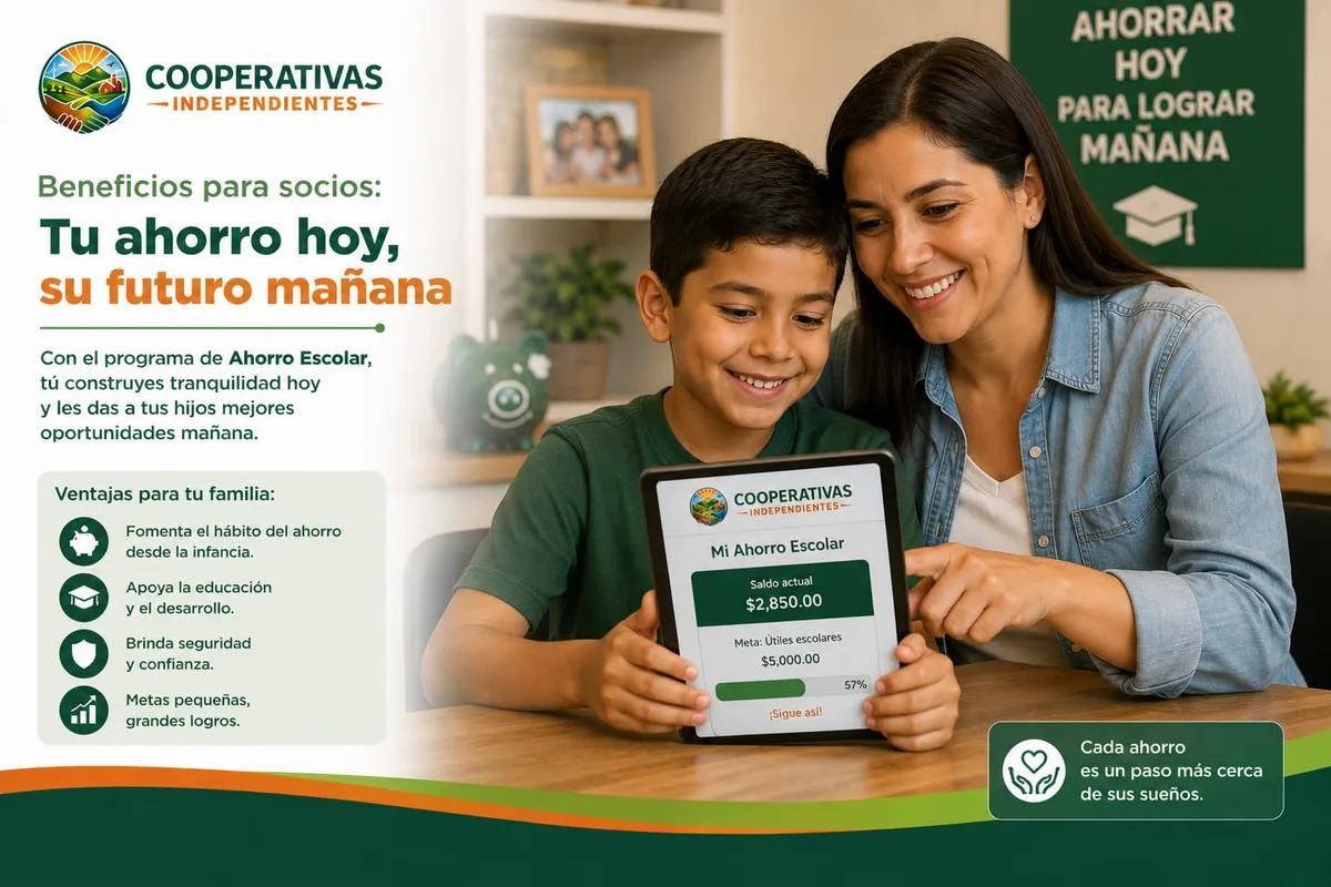 Madre e hijo revisando ahorro