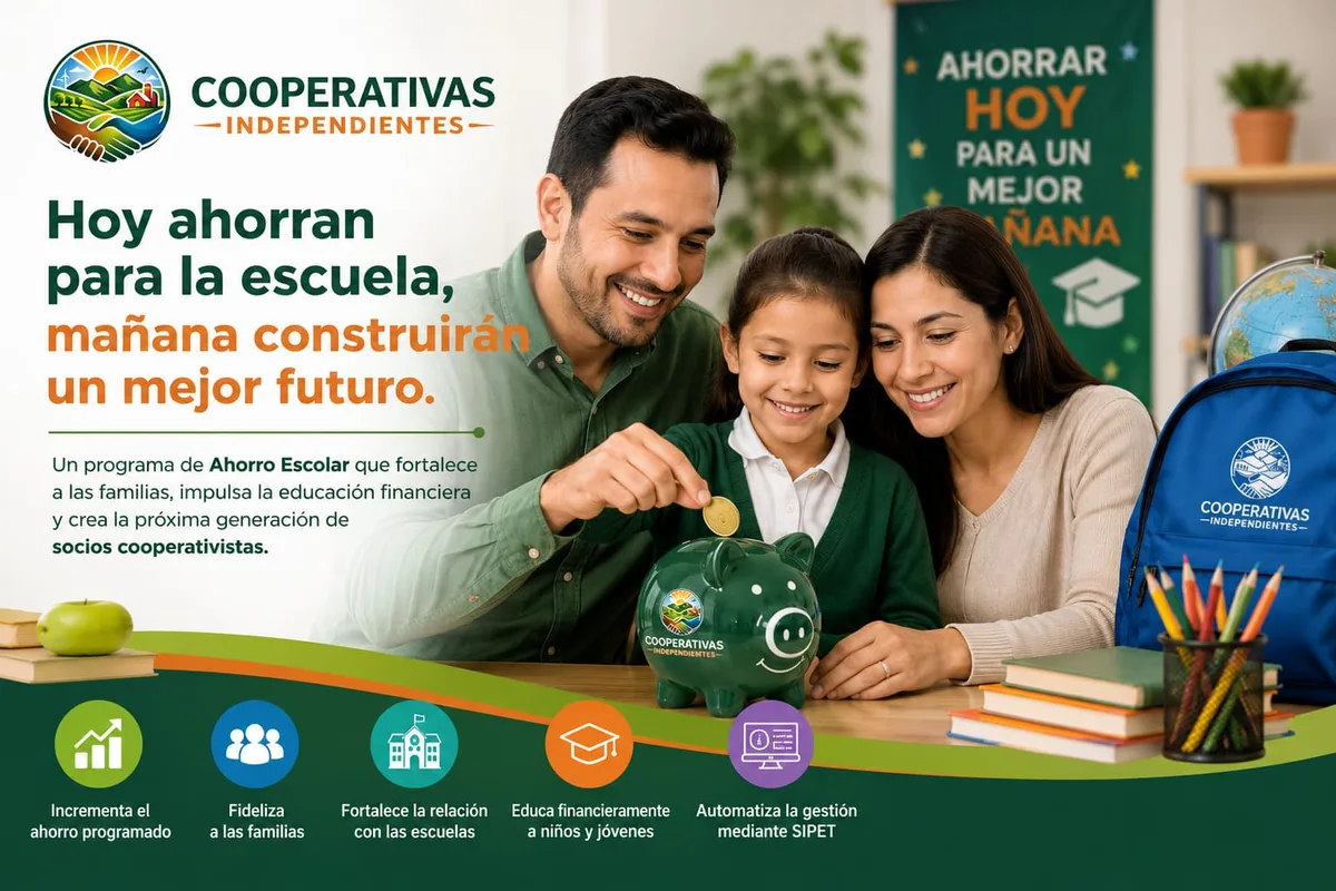 Familia participando en ahorro escolar