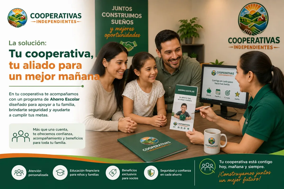 Cooperativa atendiendo a una familia