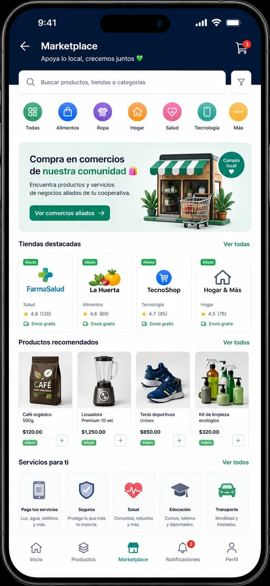 Marketplace cooperativo para socios SIPET