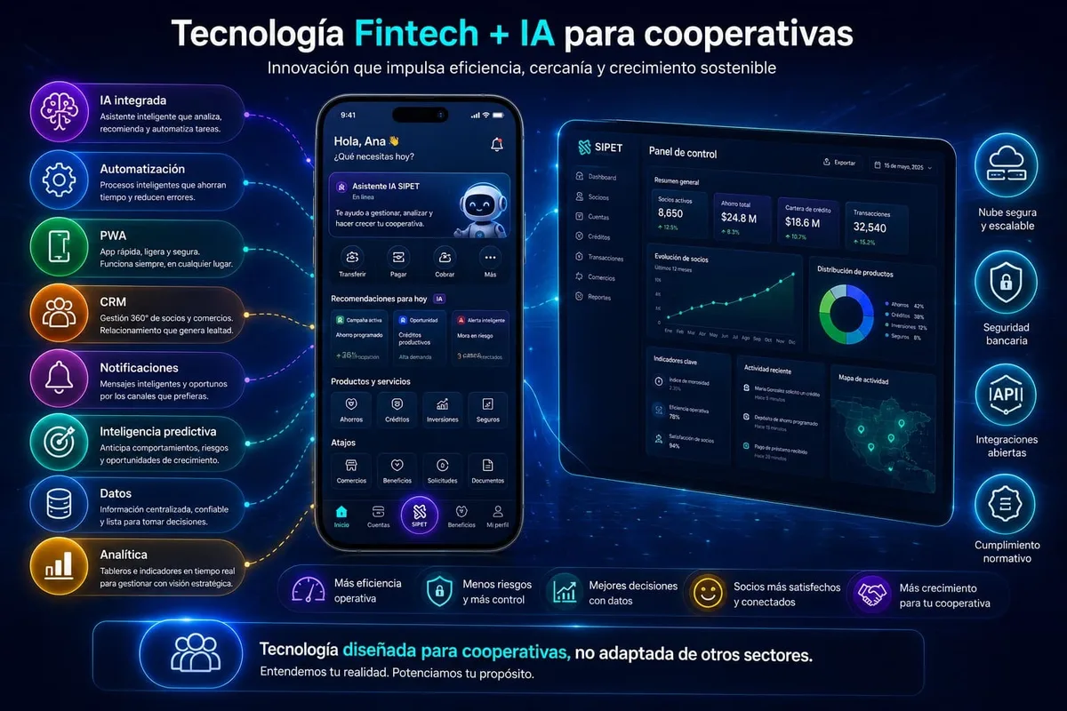 Tecnología fintech e inteligencia artificial para cooperativas